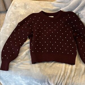 Women's Burgundy Sweater with crystal accents